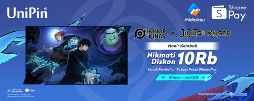 Miliki Skin Eksklusif Honor of Kings x Jujutsu Kaisen! – Nikmati Diskon 10Ribu dengan Top Up Tokens Pakai ShopeePay!